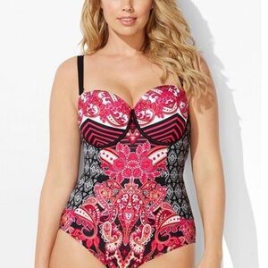 Swimsuits For All Mastermind Baroque Paisley Underwire One Piece NWT 16W